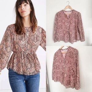 Madewell Pink Patterned Blouse